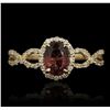 Image 1 : 14KT Yellow Gold 0.70ct Rubellite and Diamond Ring