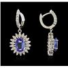 Image 2 : 14KT White Gold 4.08ctw Tanzanite and Diamond Earrings