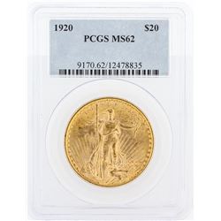 1920 PCGS MS62 $20 St. Gaudens Double Eagle Gold Coin