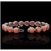 Image 3 : 14KT White Gold 16.91ctw Coral and Diamond Bracelet