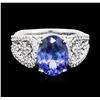 Image 1 : 14KT White Gold 3.89ct Tanzanite and Diamond Ring