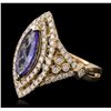 Image 2 : 14KT Yellow Gold 2.45ct Tanzanite and Diamond Ring