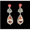 Image 1 : 18KT Rose Gold 16.88ctw Morganite and Diamond Earrings