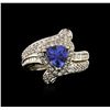 Image 1 : 18KT White Gold 1.55ct Tanzanite and Diamond Ring