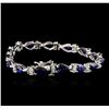 Image 2 : 14KT White Gold 13.65ctw Sapphire and Diamond Bracelet
