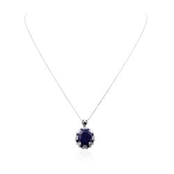 14KT White Gold 14.44ctw Sapphire and Diamond Pendant With Chain