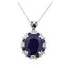 Image 2 : 14KT White Gold 14.44ctw Sapphire and Diamond Pendant With Chain