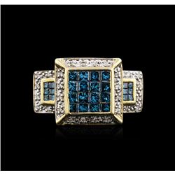 14KT Yellow Gold 1.10ctw Blue Diamond Ring