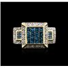 Image 1 : 14KT Yellow Gold 1.10ctw Blue Diamond Ring