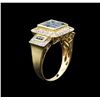 Image 3 : 14KT Yellow Gold 1.10ctw Blue Diamond Ring