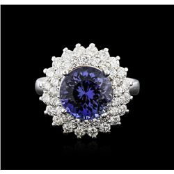 14KT White Gold 4.51ct Tanzanite and Diamond Ring