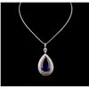 Image 1 : 18KT White Gold GIA Certified 69.66ct Tanzanite and Diamond Pendant With Chain
