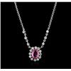 Image 2 : 14KT White Gold 1.35ct Pink Sapphire and Diamond Necklace