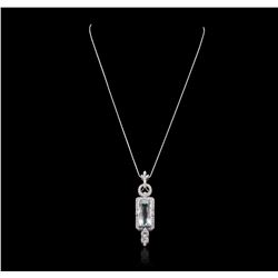 14KT White Gold 11.80ct Aquamarine and Diamond Pendant With Chain