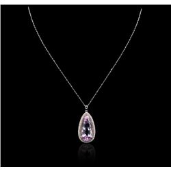 14KT Rose Gold 19.54ct Kunzite and Diamond Pendant With Chain