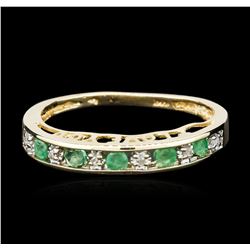 10KT Yellow Gold 0.30ctw Emerald and Diamond Ring