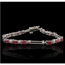 14KT White Gold 3.82ctw Ruby and Diamond Bracelet