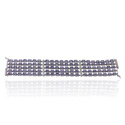 14KT White Gold 48.30ctw Tanzanite and Diamond Bracelet