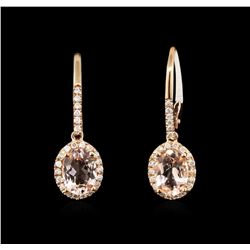 14KT Rose Gold 1.41ctw Morganite and Diamond Earrings