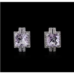 14KT White Gold 4.74ctw Amethyst and Diamond Earrings