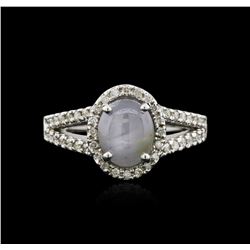 18KT White Gold 1.50ct Star Sapphire and Diamond Ring