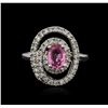 Image 1 : 14KT White Gold 0.96ct Pink Sapphire and Diamond Ring