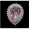 Image 1 : 14KT White Gold GIA Certified 19.44ct Kunzite and Diamond Ring