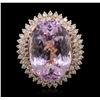 Image 1 : 14KT Rose Gold 39.46ct GIA Certified Kunzite and Diamond Ring
