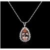 Image 2 : 14KT White Gold 8.37ct Morganite and Diamond Pendant With Chain