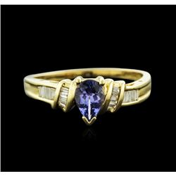 14KT Yellow Gold 0.62ct Tanzanite and Diamond Ring