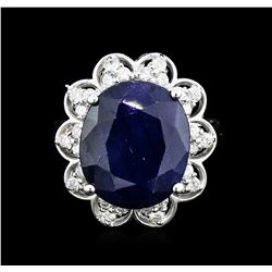 14KT White Gold 11.35ct Sapphire and Diamond Ring