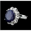 Image 2 : 14KT White Gold 11.35ct Sapphire and Diamond Ring