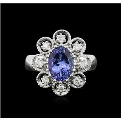 14KT White Gold 1.73ct Tanzanite and Diamond Ring