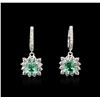 Image 1 : 14KT White Gold 2.74ctw Emerald and Diamond Earrings