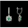 Image 2 : 14KT White Gold 2.74ctw Emerald and Diamond Earrings