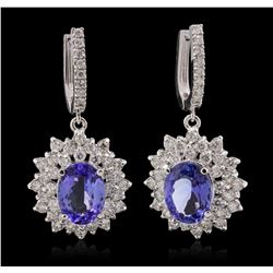 14KT White Gold 7.46ctw Tanzanite and Diamond Earrings