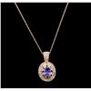 Image 2 : 14KT Rose Gold 0.80ct Sapphire and Diamond Pendant With Chain