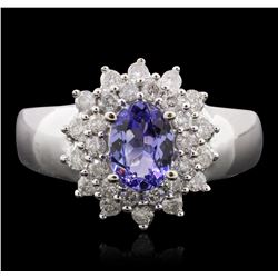 14KT White Gold 0.83ct Tanzanite and Diamond Ring