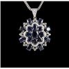 Image 2 : 14KT White Gold 32.34ctw Sapphire & Diamond Pendant with Chain