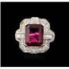Image 1 : 14KT White Gold GIA Certified 6.65ct Tourmaline and Diamond Ring
