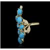 Image 2 : 14KT Yellow Gold 3.52ctw Turquoise and Diamond Ring