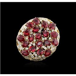 14KT Yellow Gold 9.11ctw Ruby and Diamond Ring