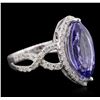 Image 2 : 14KT White Gold 3.88ct Tanzanite and Diamond Ring