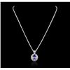 Image 1 : 14KT White Gold 5.59ct Tanzanite and Diamond Pendant With Chain