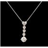 Image 2 : 14-18KT White Gold 1.09ctw Diamond Pendant With Chain