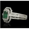 Image 2 : 18KT White Gold 1.01ct Emerald and Diamond Ring