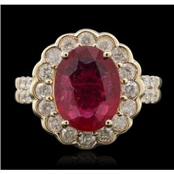 14KT Yellow Gold 3.44ct Ruby and Diamond Ring