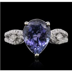 14KT White Gold 3.88ct Tanzanite and Diamond Ring