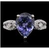 Image 1 : 14KT White Gold 3.88ct Tanzanite and Diamond Ring