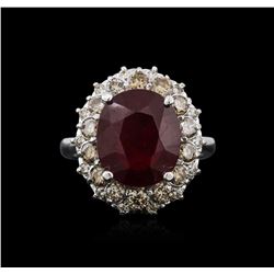 14KT White Gold 6.16ct Ruby and Diamond Ring